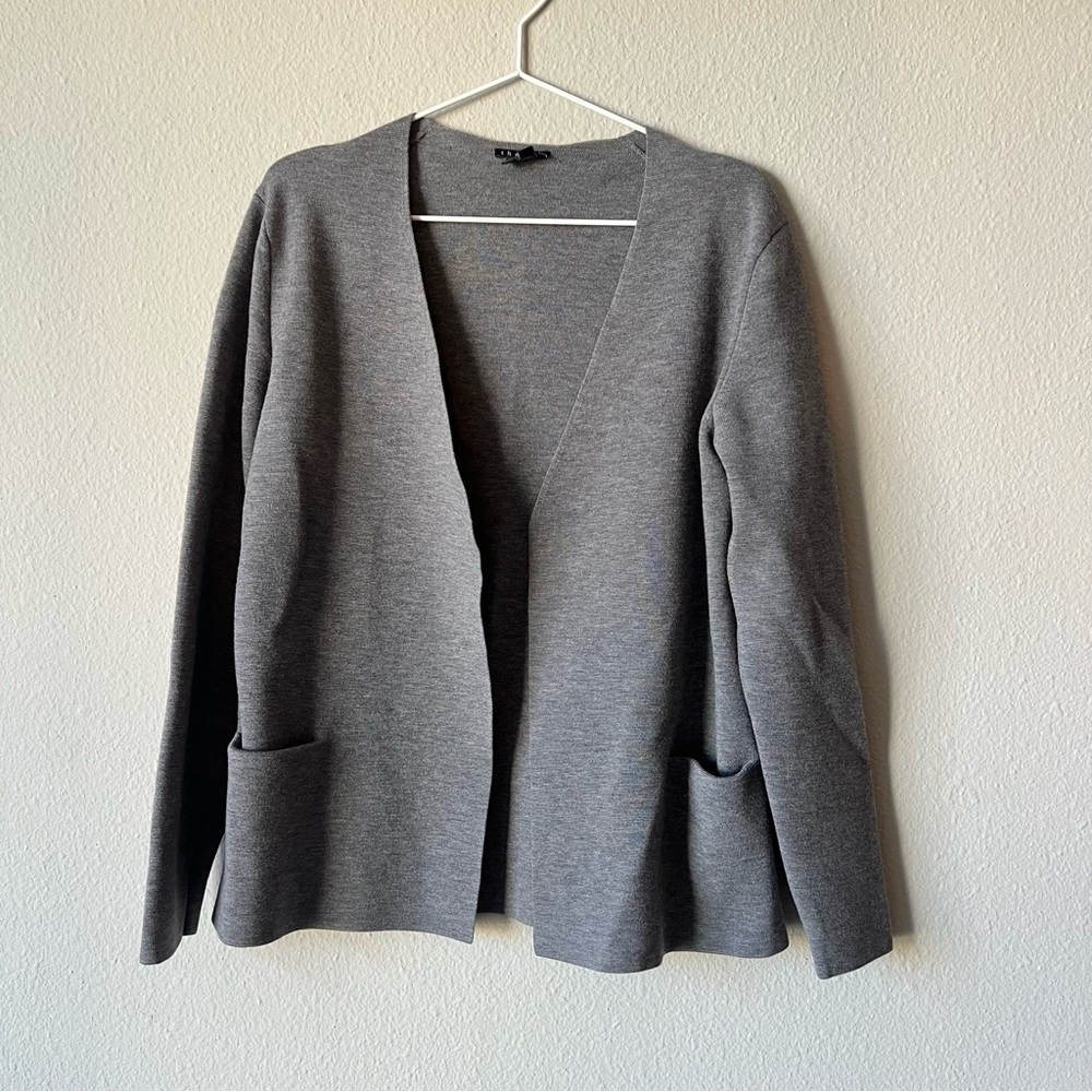 Theory Light Grey Wool Knit Sweater